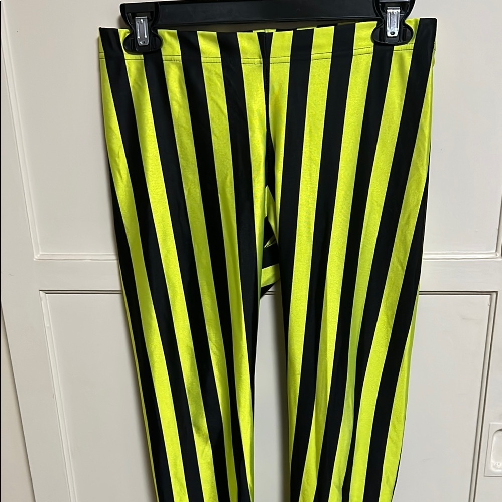 Blackmilk Black and Yellow Striped Leggings